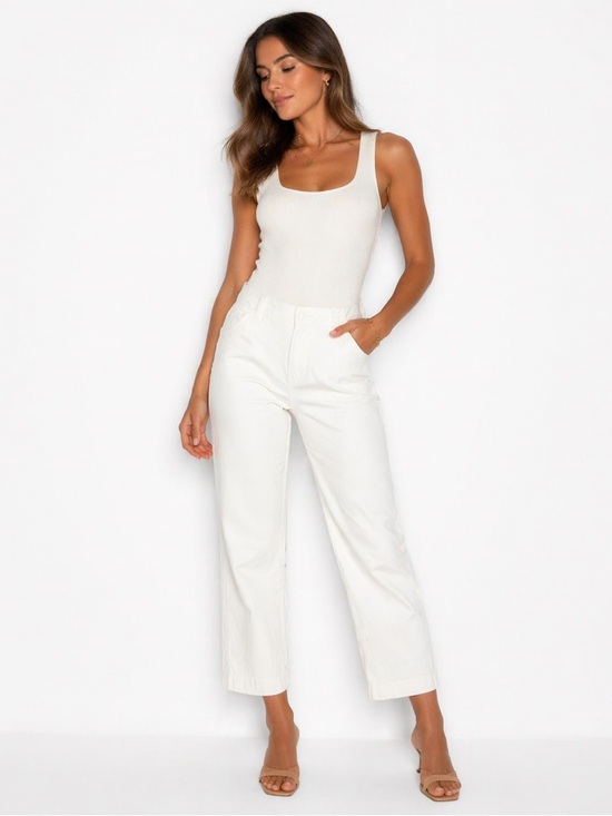 Ann Taylor Pants - Ann Taylor White Cropped Wide Leg Pants Size 4 Stretch